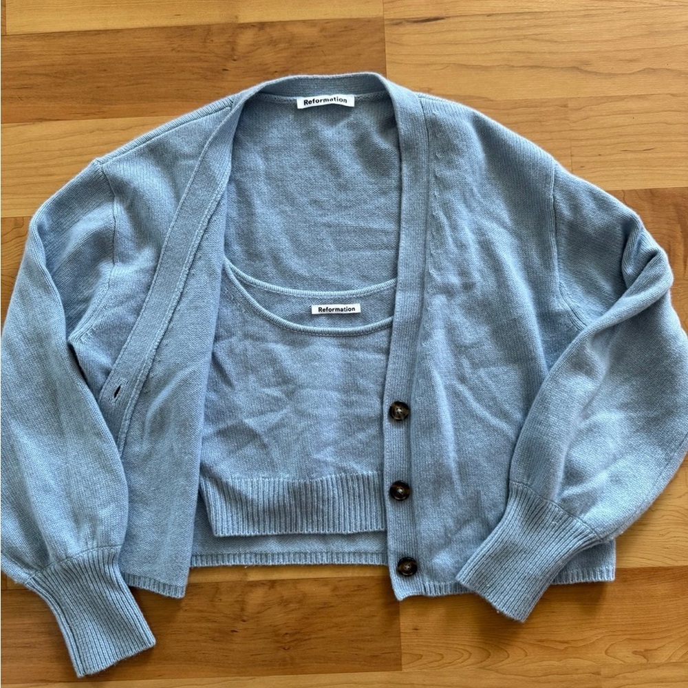 Reformation set -Varenne Cashmere Tank And Cardi Set